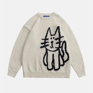 AELFRIC EDEN HAND DRAWN CAT SWEATER